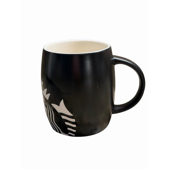 Starbucks Coffee Mug 2011 Black Etched White Siren Mermaid 12oz Barrel‎ Cup - Picture 5 of 6